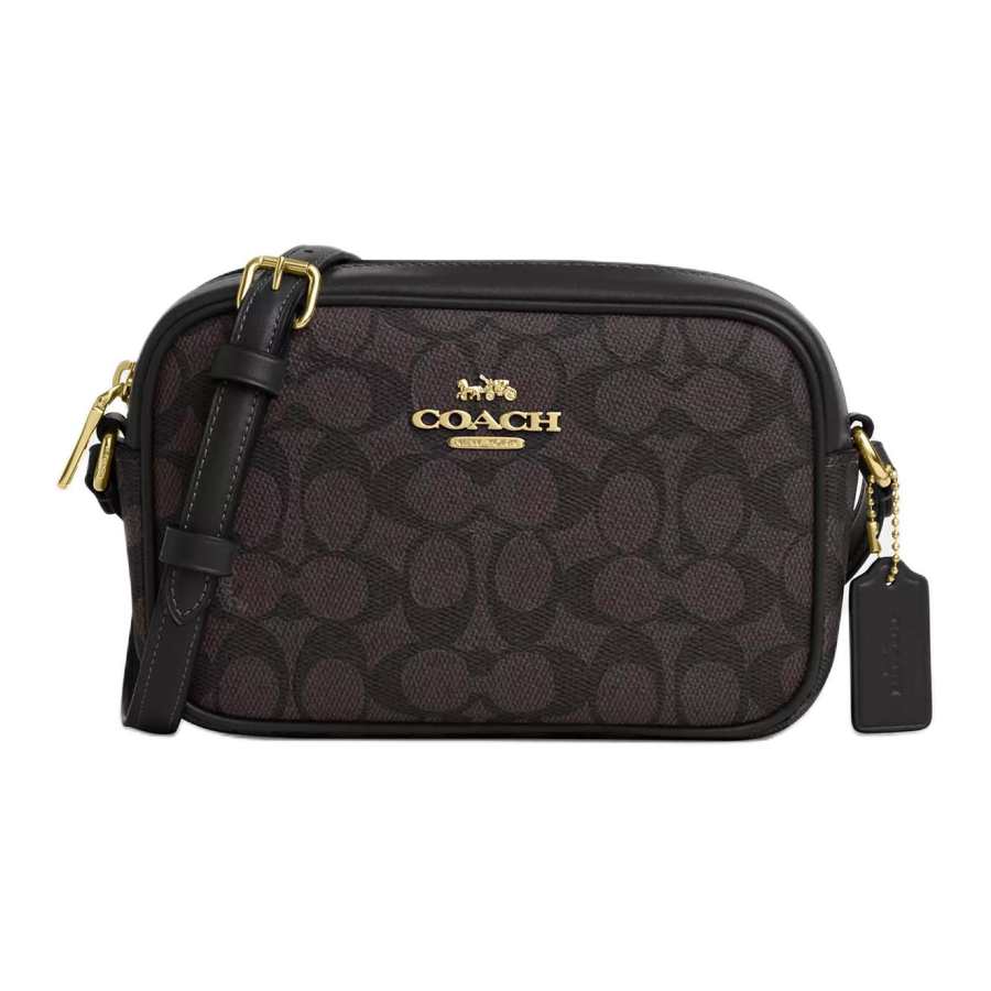 COACH Jamie Artificial Leather Shoulder Bag, Crossbody Bag Small Women's Walnut & Black