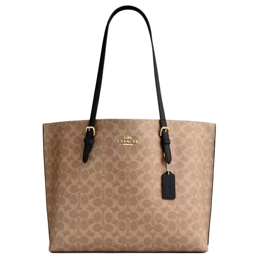 COACH Mollie Artificial Leather Handbag, Shoulder Bag Large Women's Brown & Yellow & Black