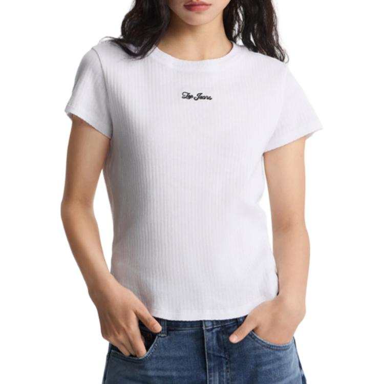 Lee T Shirts Women's White Crew Neck