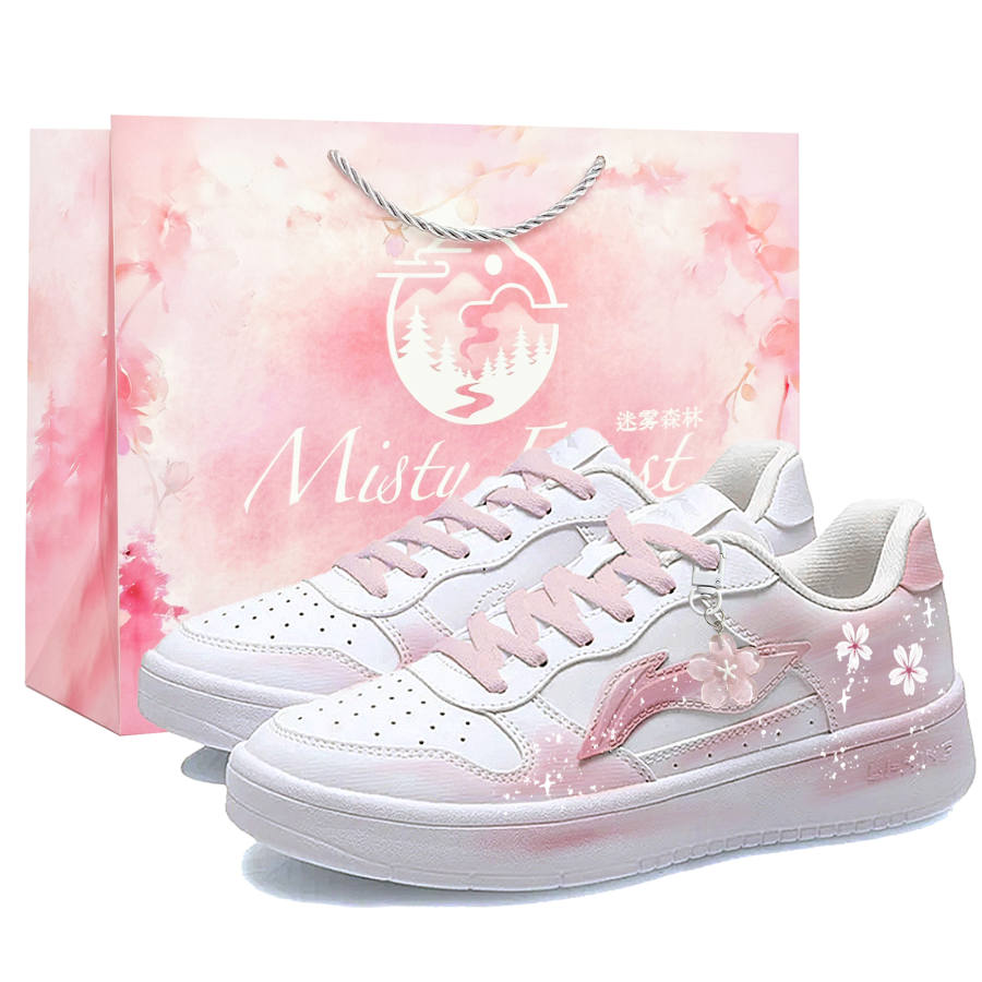 Li-Ning Li Ning Floating Boat Spring Cherry Blossom Stroll, Shopping Bag Abrasion Resistant Lightweight Low top