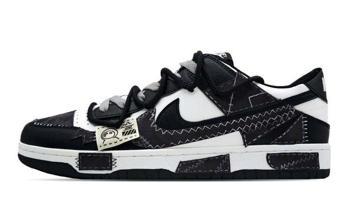 Nike Nike Dunk Patch Material Applique Low top Skateboard Shoes Unisex Black White Gray