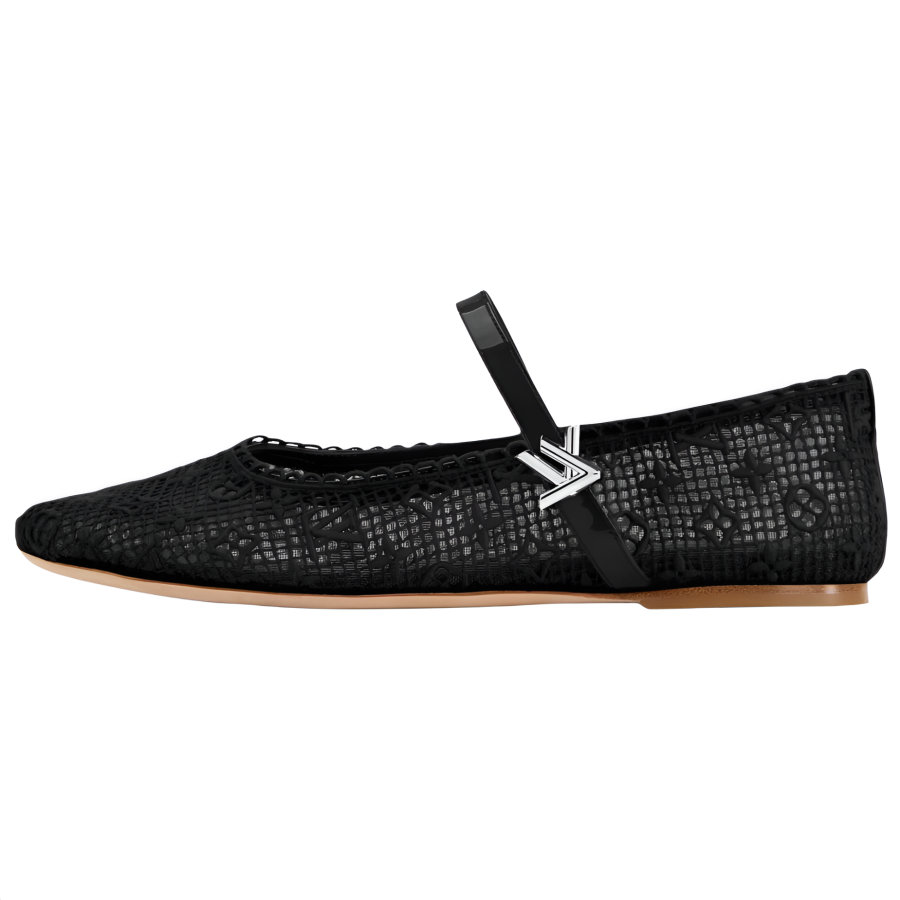 LOUIS VUITTON Romy Flat Mary Jane Shoes Women's Black