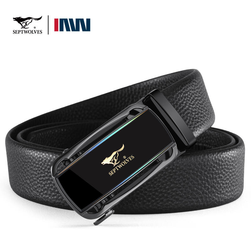 SEPTWOLVES Cow Leather Zinc Alloy Casual Genuine Leather Belt Men's 3.5cm