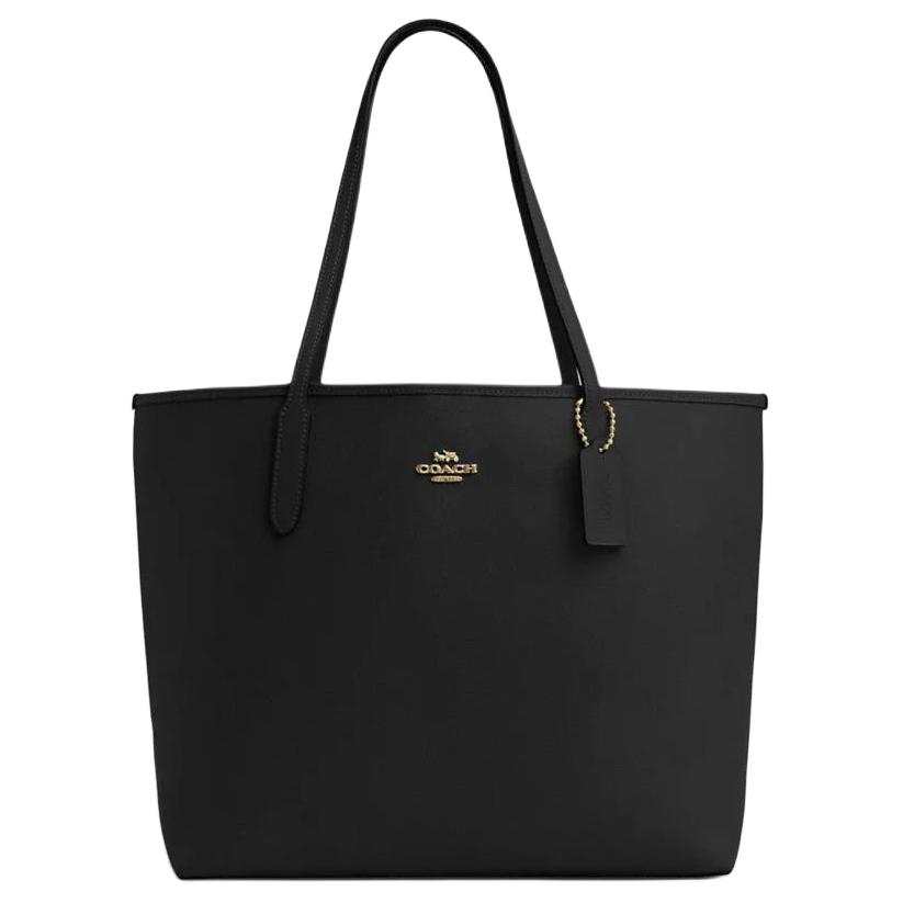 COACH City Leather Tote Bag, Shopping Bag, Handbag, Shoulder Bag Large Women's Black