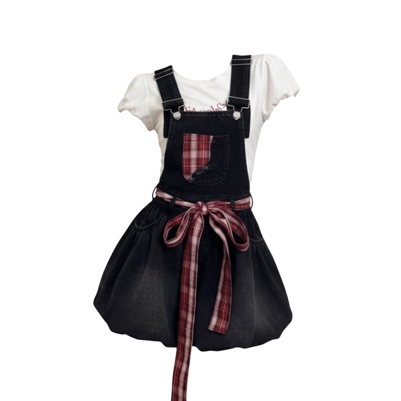 Sugarfunk Sugarfunk Two Piece Skirt Sets Women's Collarless Thin Short