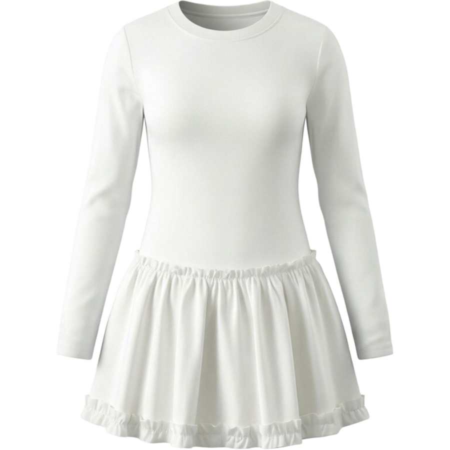 CHARM GLOW Long Sleeved Dresses Women's Crew Neck Moderate Short
