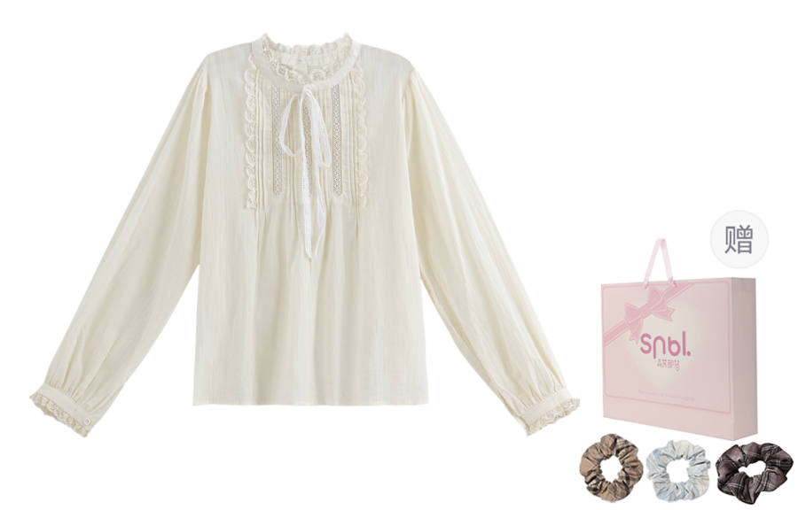 SNBL SNBL Chiffon Shirts Women's Apricot Stand Collar Thin