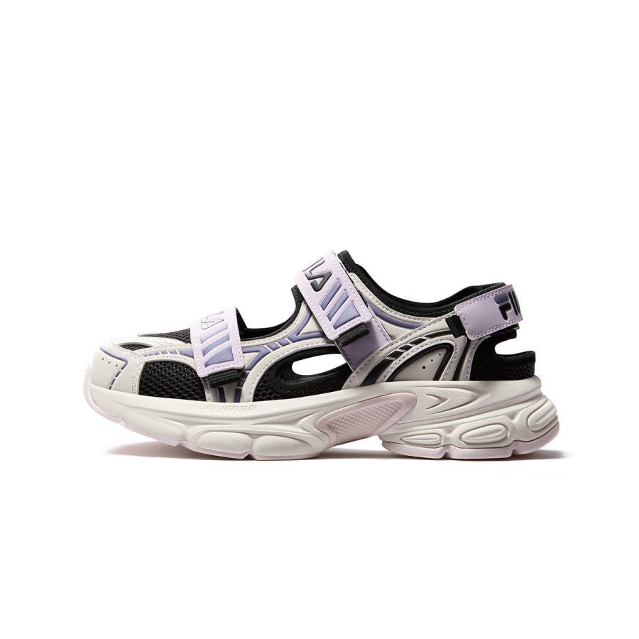 FILA KIDS SEASON FSW Synthetic Leather, Textile Breathable Sandal Black/Parchment Paper Powder Kids'