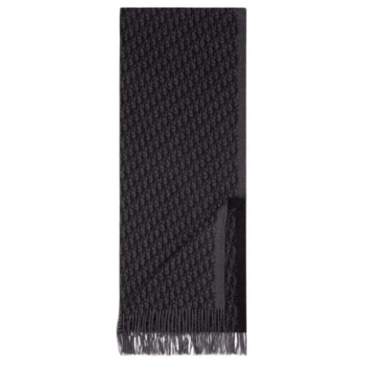 DIOR DIOR Print Mulberry Silk Scarves Men's Gray/Black