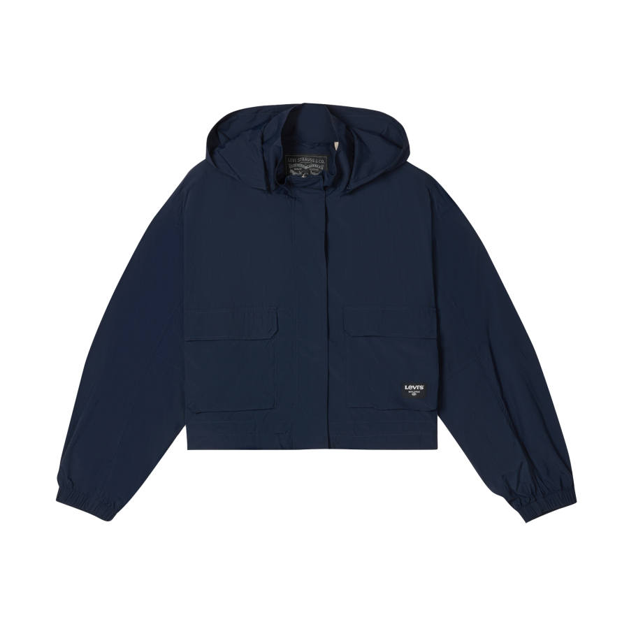 Levis Jackets Women's Dark Blue Hooded Non Detachable Thin
