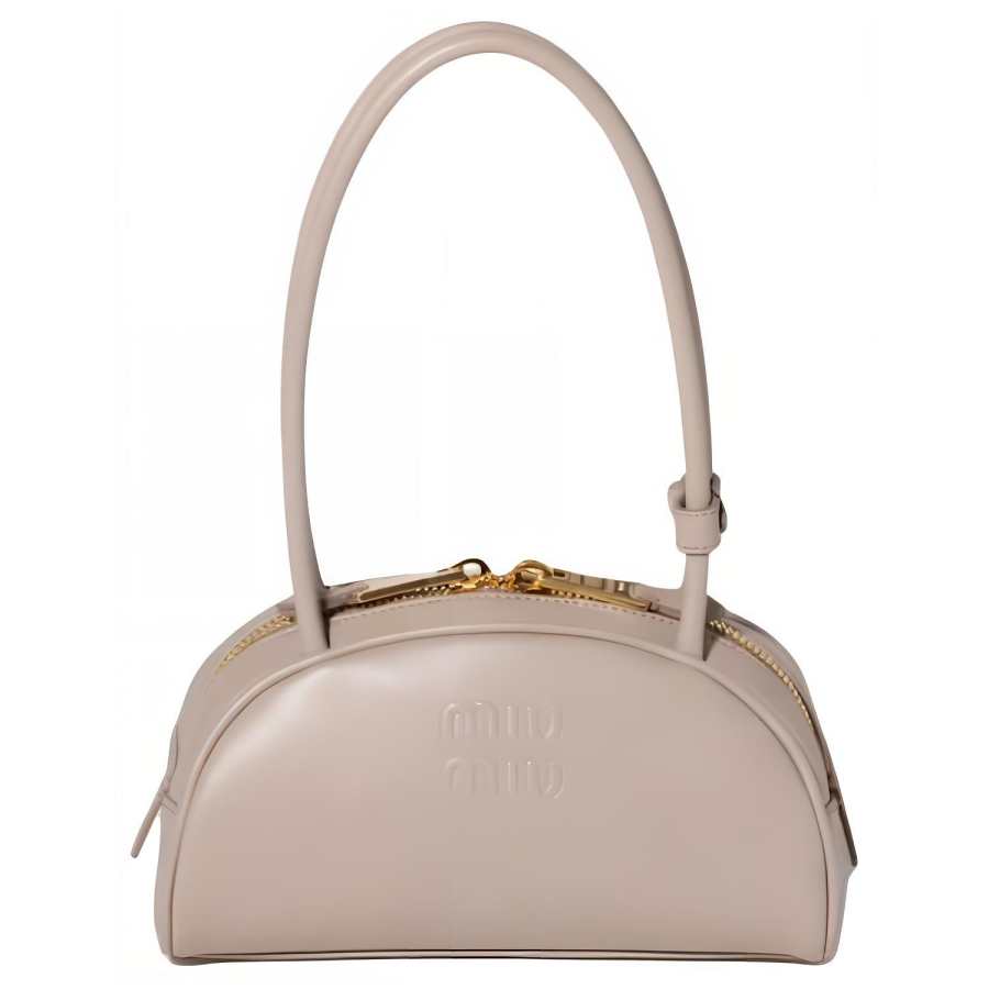 MIU MIU Beau Calfskin Handbag Small Women's Pumice Stone Pumice