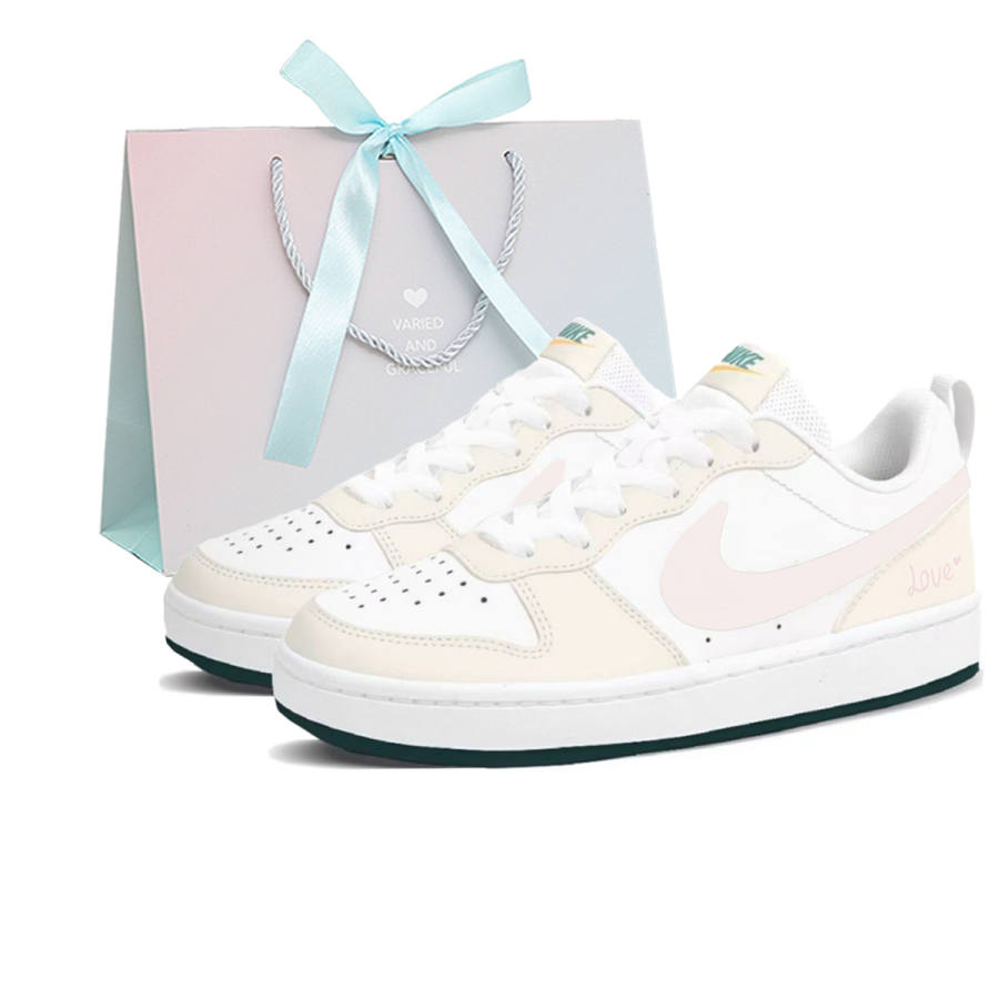 Nike Nike Court Borough 2 Leather Slip Resistant Abrasion Resistant Low top Skateboard Shoes Women's Pink