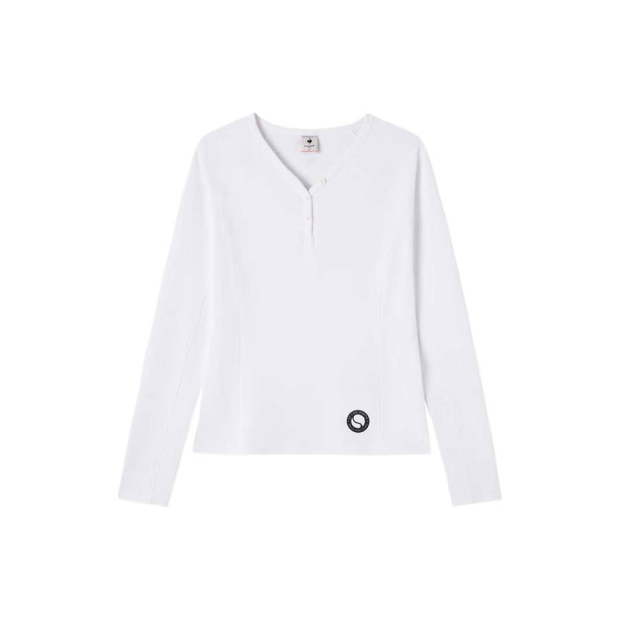 Le Coq Sportif T Shirts Women's White V Neck Moderate