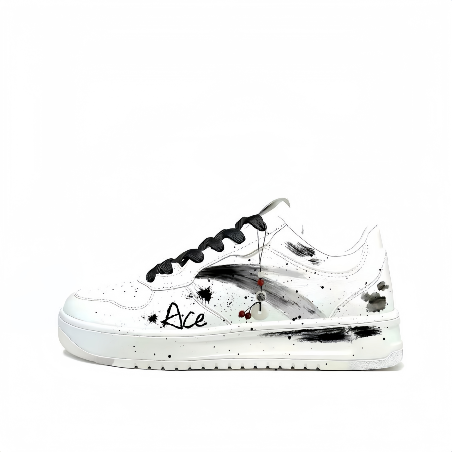 Anta Easy Ace Champion Synthetic Leather Low top Skateboard Shoes Unisex Black, White
