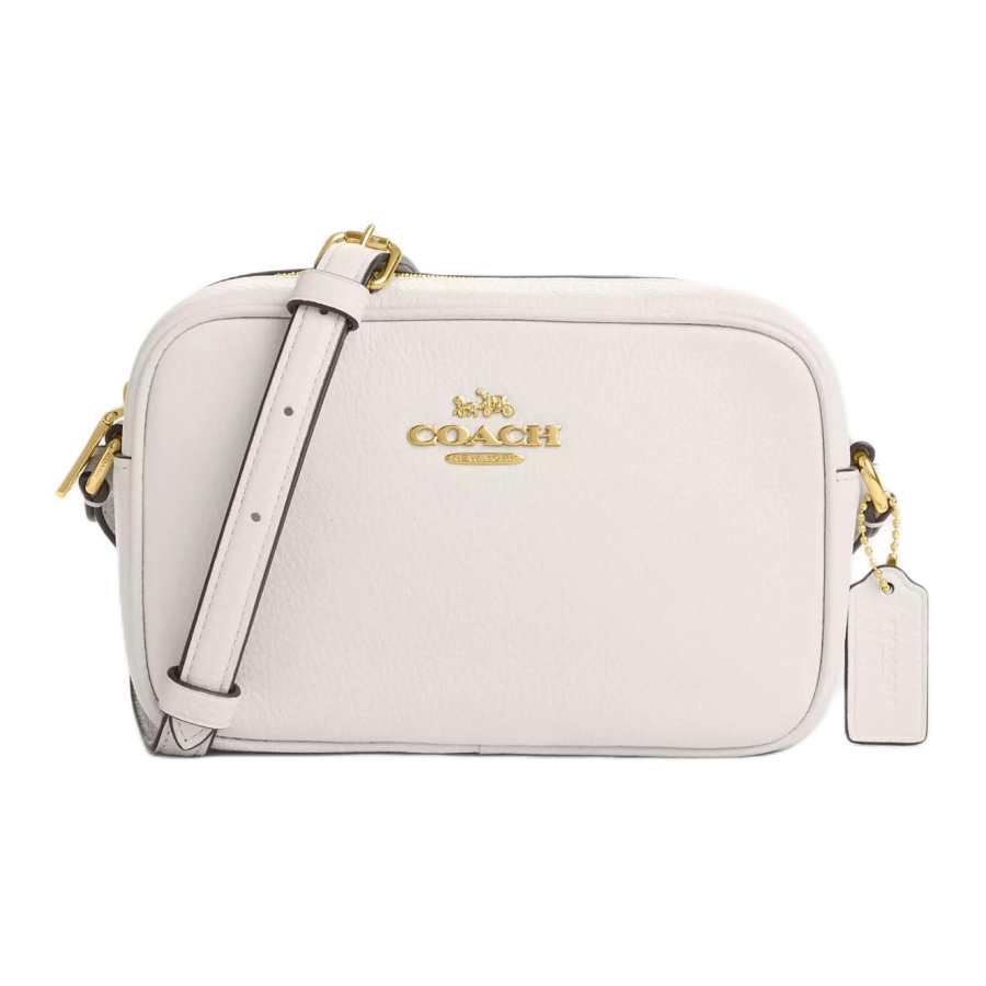 COACH Jamie Leather Shoulder Bag, Crossbody Bag Small Women's Gold & Chalk White