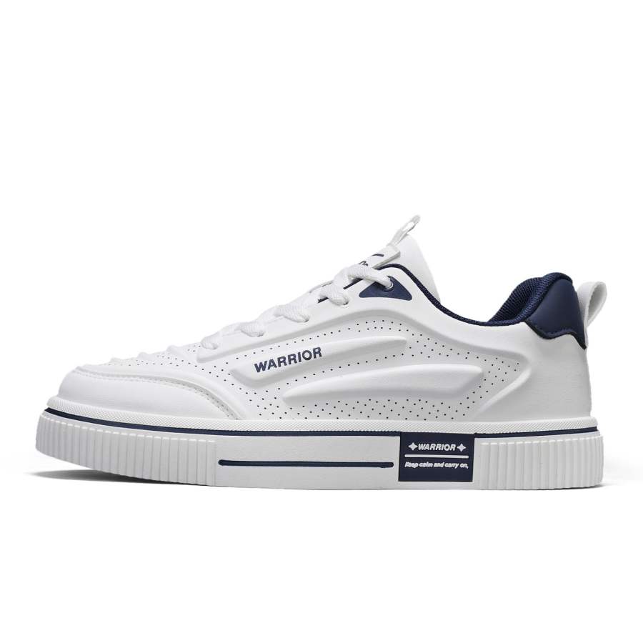 WARRIOR Skateboard Shoes Men's Low Top White/Green, White/Dark Blue, Beige/Black