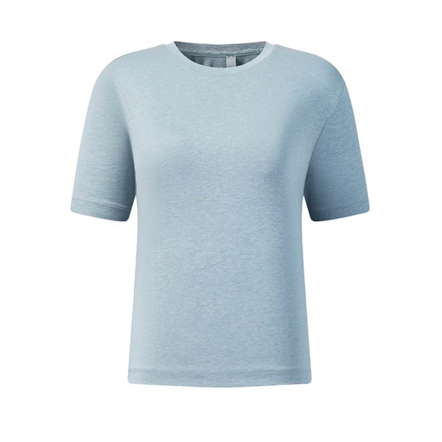 FILA T Shirts Women's Gray Mist Blue Crew Neck Moderate Straight Fit