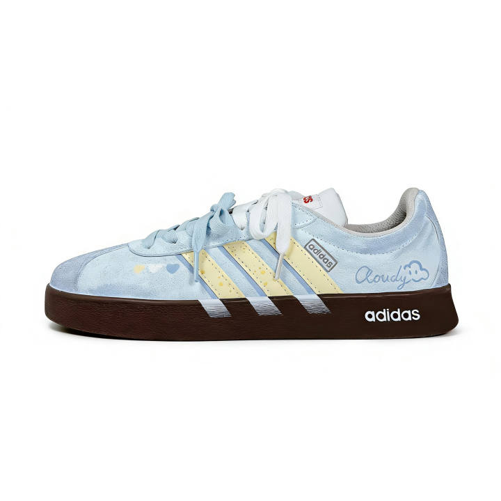 Adidas Adidas Vl Court Classic Blue Cloud Slip Resistant, Abrasion Resistant, Lightweight Low top German Army Trainers Unisex