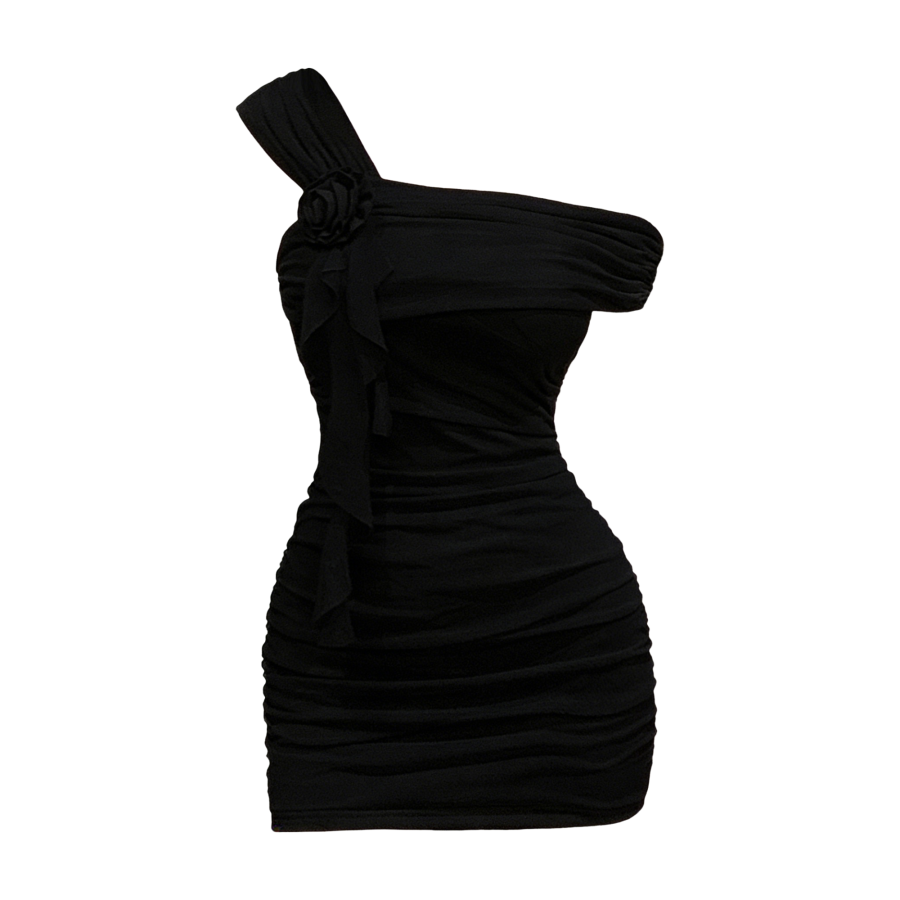 FINDSME GAGA Sleeveless Dresses Women's Asymmetrical Collar Moderate Short