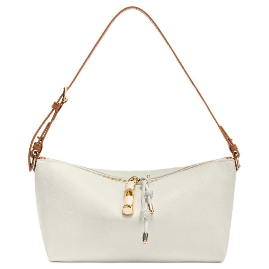 Furla Two Way Zip Closure Calfskin Shoulder Bag Extra Large Women's White