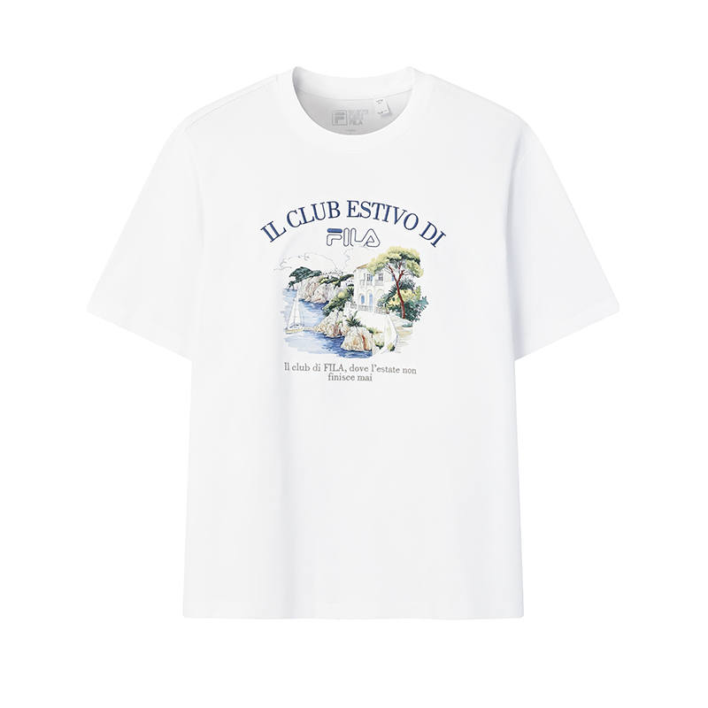 FILA Heritage T Shirts Men's Standard White Crew Neck Moderate