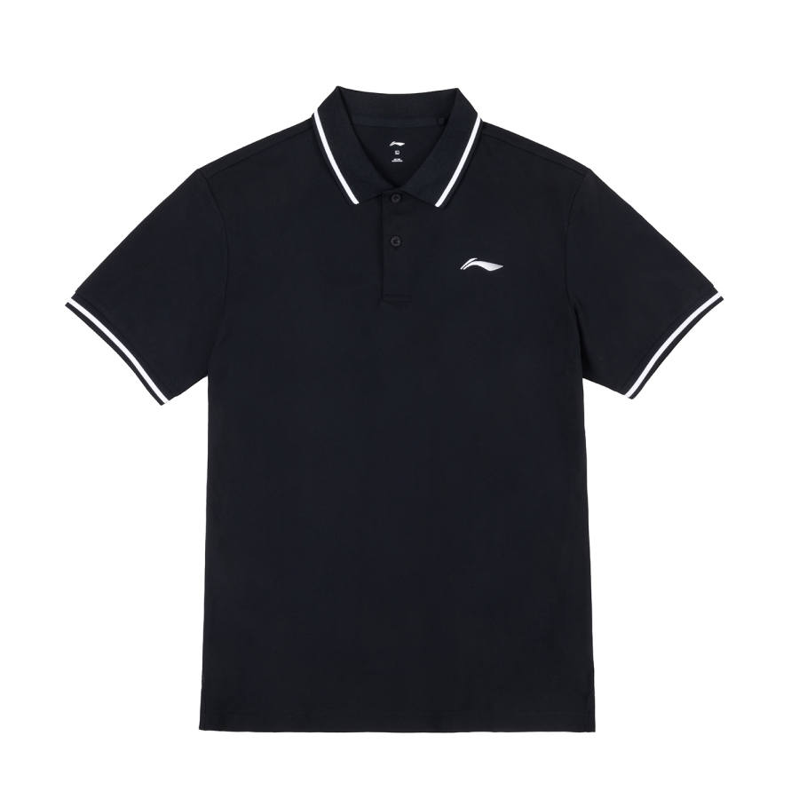 Li-Ning Li Ning Football Polo Shirts Men's Black Stand Collar Thin Straight Fit
