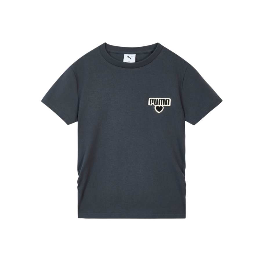PUMA Graphic T Shirts Women's Dark Gray 43 Crew Neck Moderate