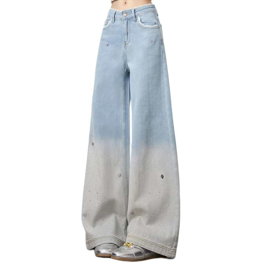 Cotton Gene Jeans Women's Light Blue Thin Wide Leg Pants
