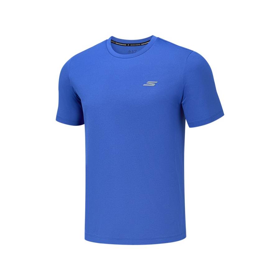 Skechers T Shirts Men's Dazzling Blue 00MY Crew Neck Moderate