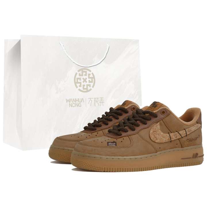 Nike Nike Air Force 1 Slip Resistant Abrasion Resistant Low top Skateboard Shoes Unisex Dark Brown
