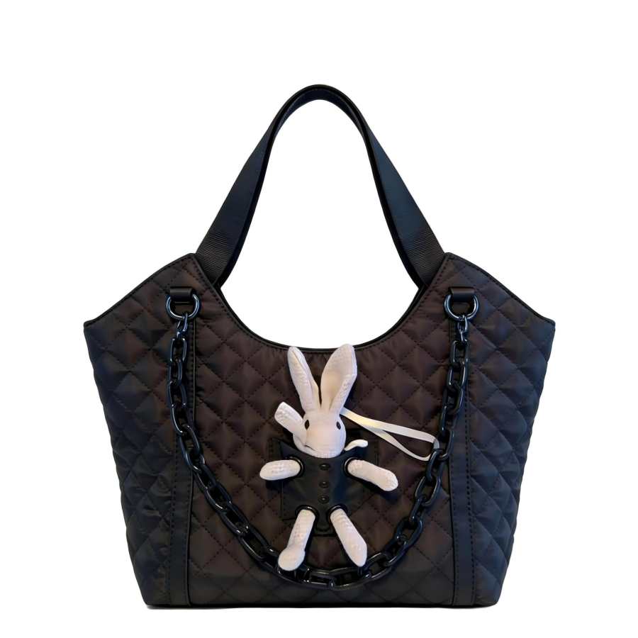 PAYOT Fabric Handbag Regular Women's Black With Black Embroidery, Black Mesh