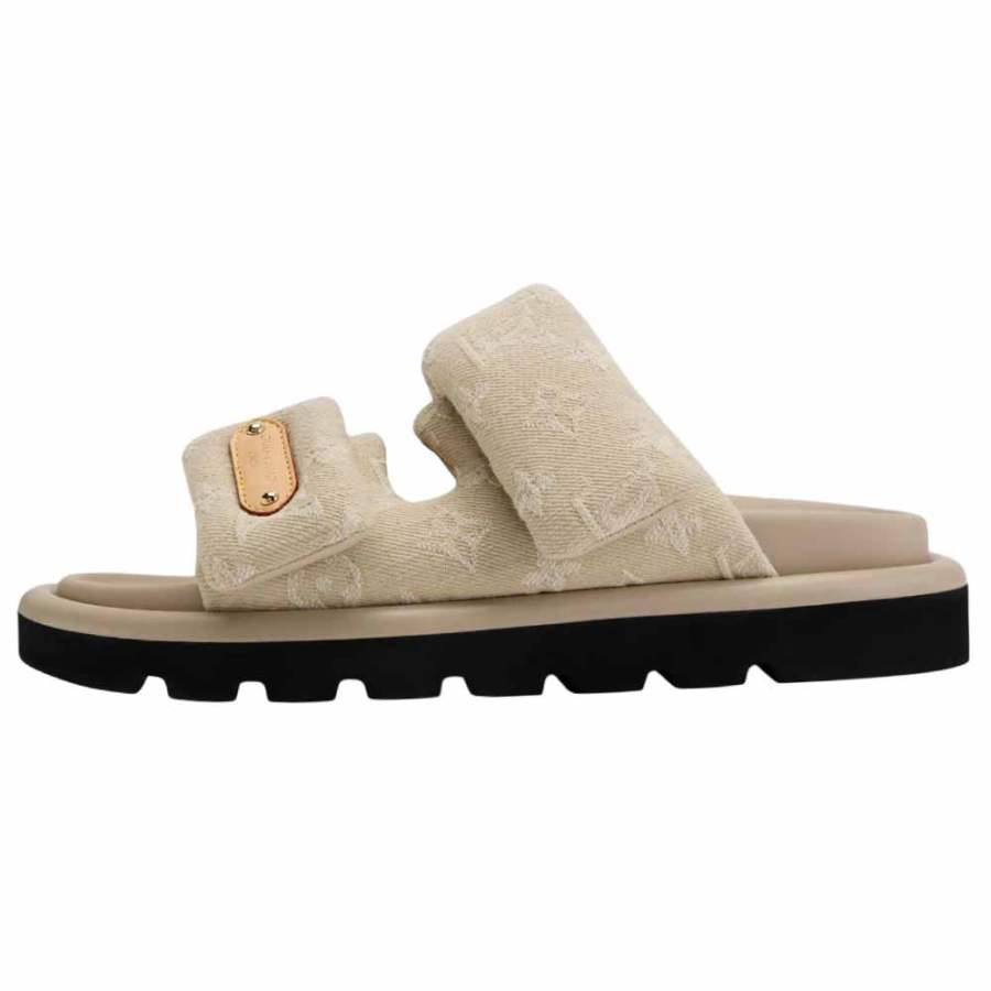 LOUIS VUITTON Pool Pillow Comfort Slide Slippers Women's Beige