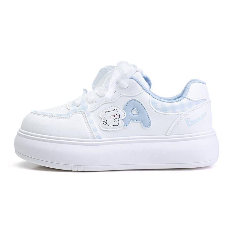 WARRIOR Coverage Height Increasing Abrasion Resistant Lightweight Low top Skateboard Shoes Women's Beige Blue