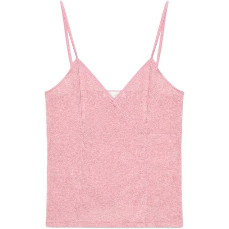 ZARA Camisoles Women's Zebra Print Pink V Neck Moderate Straight Fit