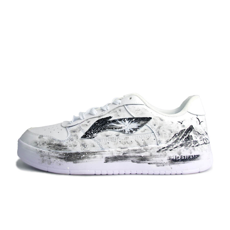 Li-Ning Li Ning Floating Boat Synthetic Leather Hand Drawn Graffiti Lightweight Breathable Low top Skateboard Shoes Unisex