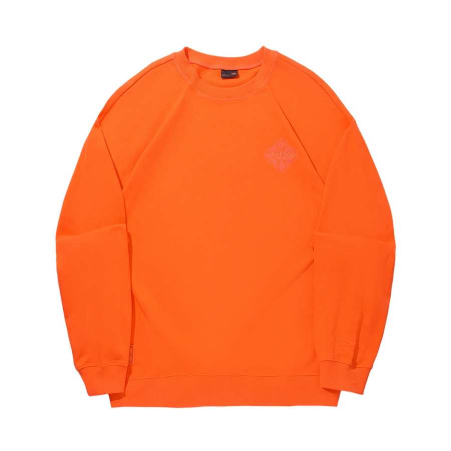 Li-Ning Li Ning Sweatshirts Unisex Vibrant Orange Crew Neck Moderate Regular