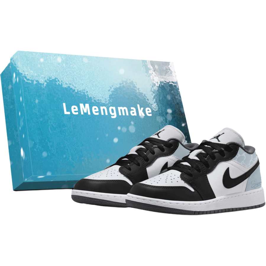 Jordan Jordan Air Jordan 1 Lemon Joy Abrasion Resistant Low top Children's Basketball Shoes Blue Black Unisex