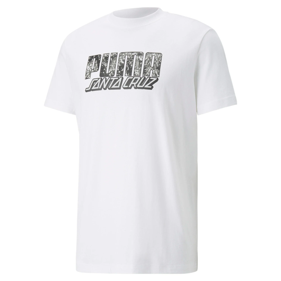 PUMA X Santa Cruz T Shirts Men's White Crew Neck Moderate Straight Fit