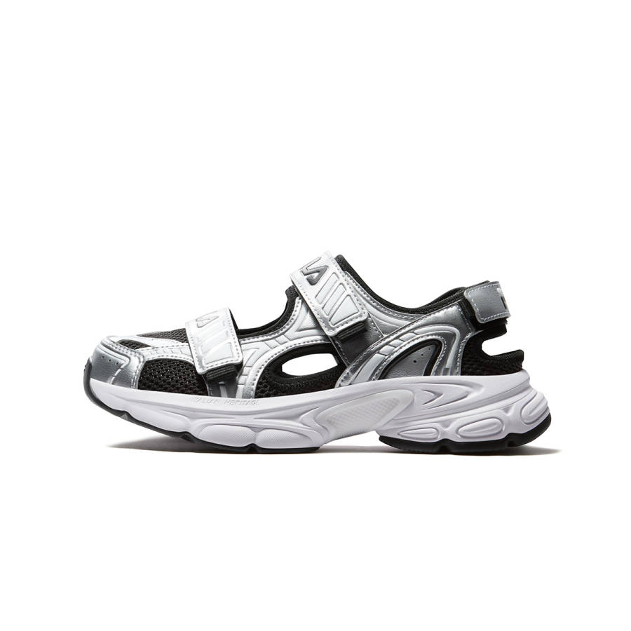 FILA KIDS SEASON FSW Synthetic Leather, Textile Breathable Sandal Black/Lunar Rock Gray Kids'