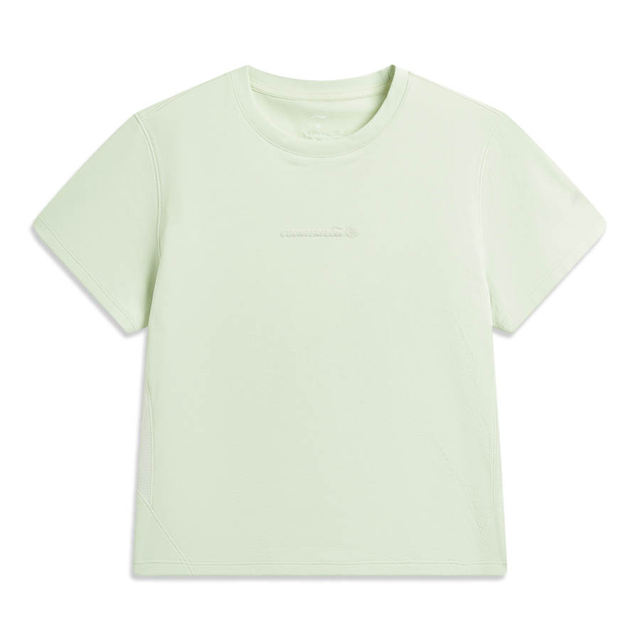 Li-Ning Li Ning Outdoor CF Tracing T Shirts Women's White Green Crew Neck Moderate Straight Fit