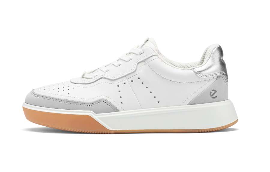Ecco Casual Shoes Women's Low Top Concrete Gray/White/Gray White/Silver