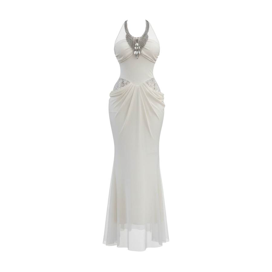 FINDSME GAGA Sleeveless Dresses Women's White Moderate Long