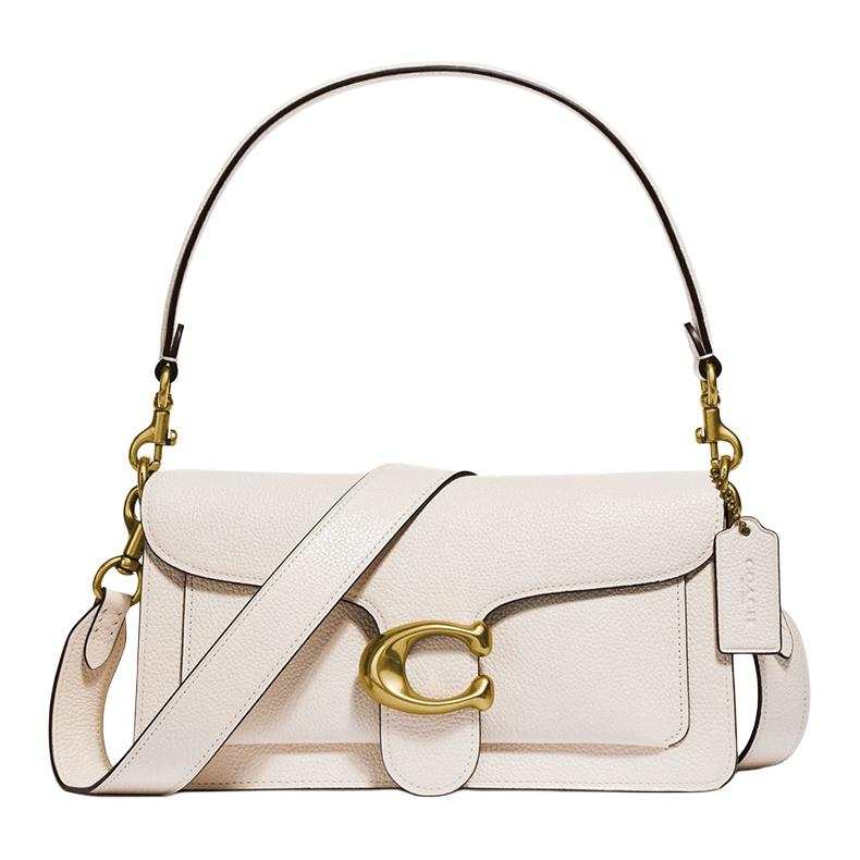COACH Tabby Polished Pebbled Leather God Of Wine Bag, Shoulder Bag, Crossbody Bag Medium Women's White