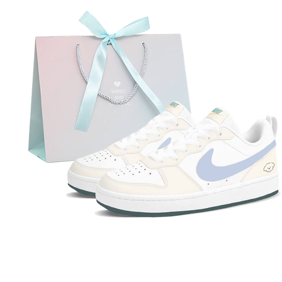 Nike Nike Court Borough 2 Leather Abrasion Resistant Slip Resistant Low top Skateboard Shoes Women's Blue Brown