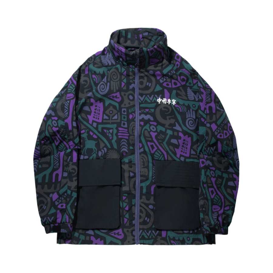 Li-Ning Li Ning Jackets Unisex Black All Over Print Stand Collar Moderate Other