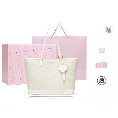NUCELLE PVC Tote Bag, Shopping Bag, Shoulder Bag, Laptop Bag Large Women's White Black