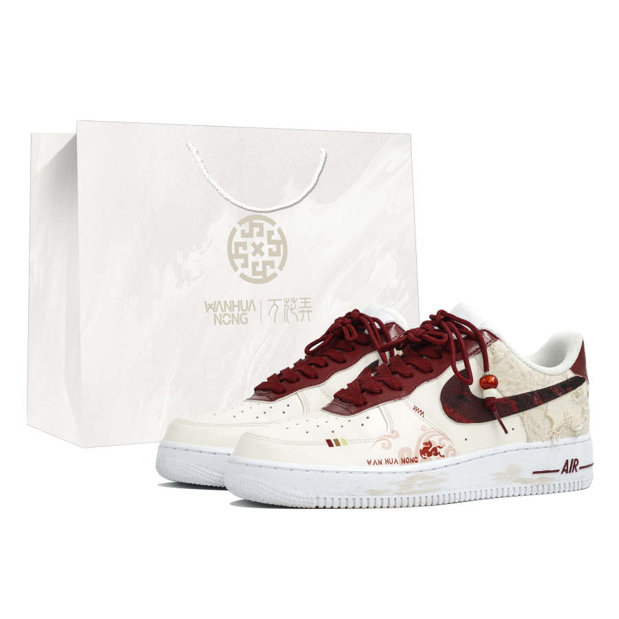 Nike Nike Air Force 1 Wan Hua Nong, Chun Ma Blessing, Shopping Bag Slip Resistant Abrasion Resistant Cushioning