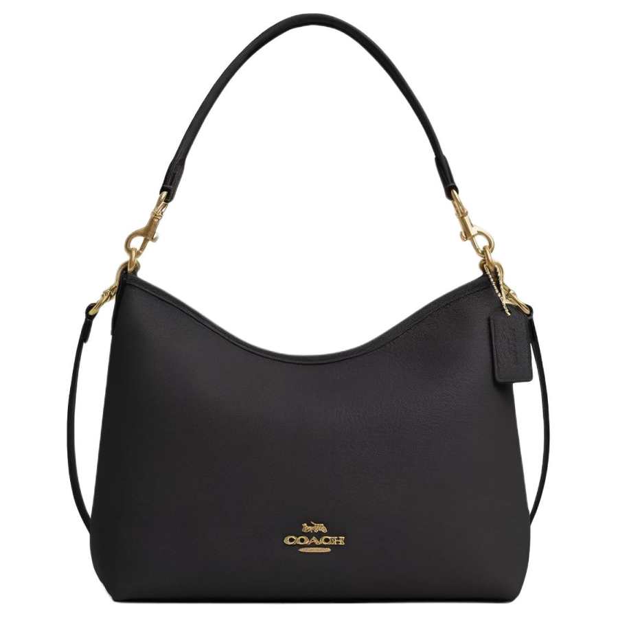 COACH Laurel Pebbled Leather Portable Crossbody Bag, Shoulder Bag Large Women's Gold & Black
