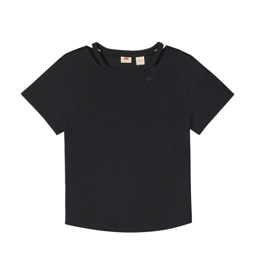 Levis T Shirts Women's Black Crew Neck Thin Straight Fit