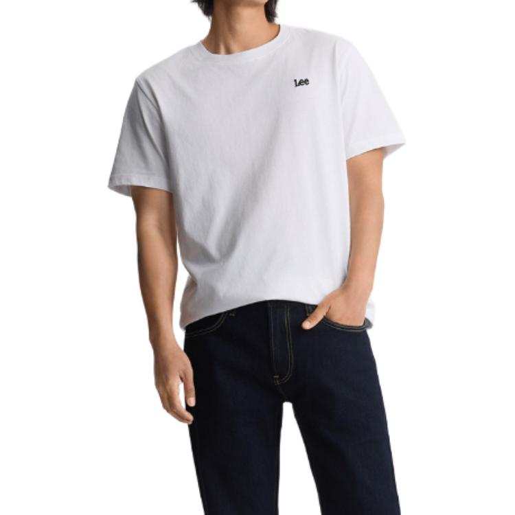 Lee Lee T Shirts Men's White Crew Neck